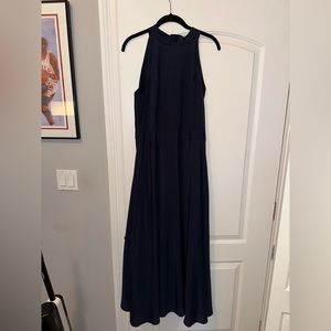 Navy formal halter midi dress